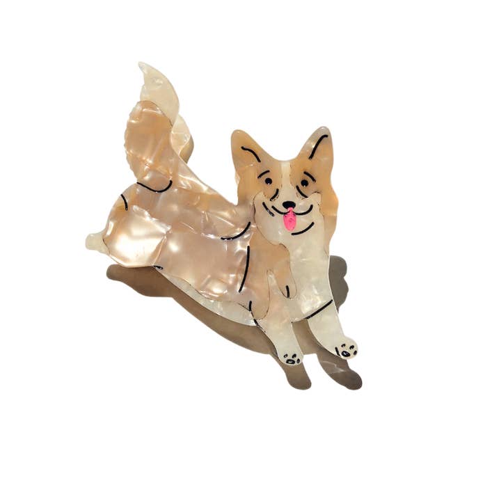 Solar Eclipse - Wholesale Hair Clip - Women's - Hand-painted Corgi Dog Breed Claw Hair Clip | Eco-Friendly0