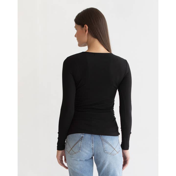 Black Bamboo Rib Feeding Top for wholesale on Faire