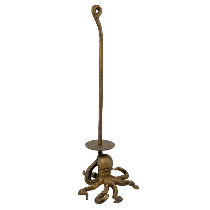 Zeckos - Wholesale Paper Towel Holder - Bronze Cast Iron Octopus Paper Towel Holder - 17 Inches High