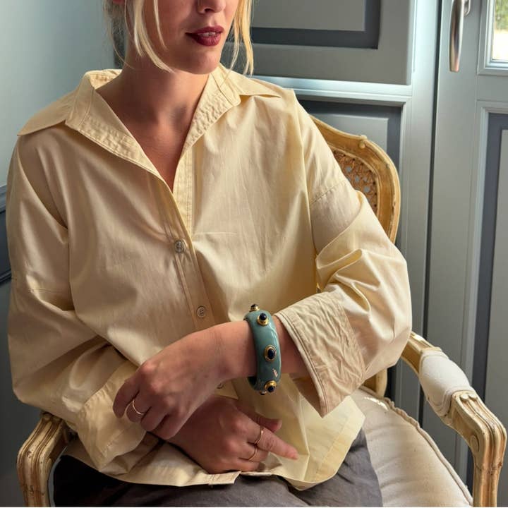 Michael Nash Jewelry - Wholesale Cuff Bracelet - Renee Bangle In Turquoise Resin And Lapis Stones2