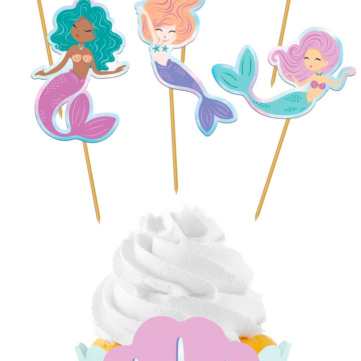 Conjunto de Decoração para Cupcake - Magia de Sereia - 6 conjuntos por atacado de Folat BV