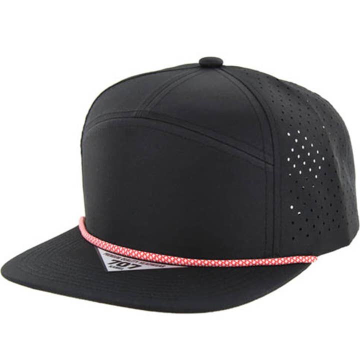 Zion Brand - Wholesale Flat Brim Cap - Unisex - BLANK 7 PANEL HYDRO WITH ROPE SNAPBACK CAP