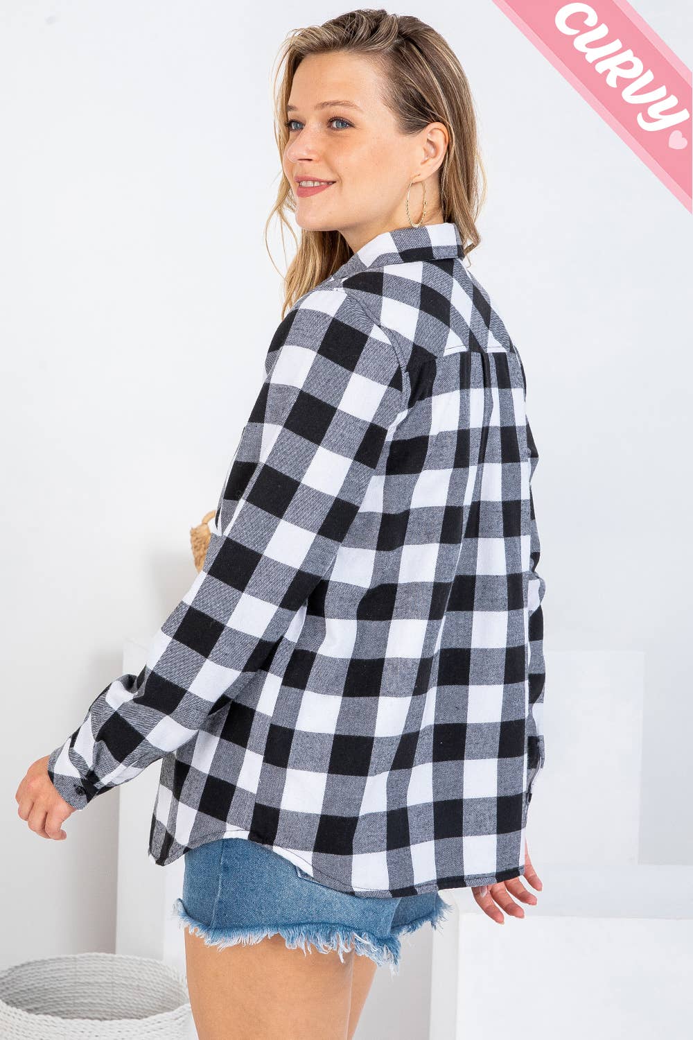 Sweet Lovely by Jen - Wholesale Button Down Shirt - Women's - PLUS SIZE CHECKERED SHIRT7
