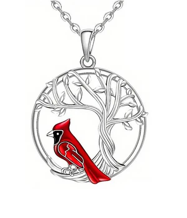 Jewelry Max - Wholesale Pendant/Charm Necklace - ( WX1028 )  CARDINAL BIRD TREE OF LIFE NECKLACE0