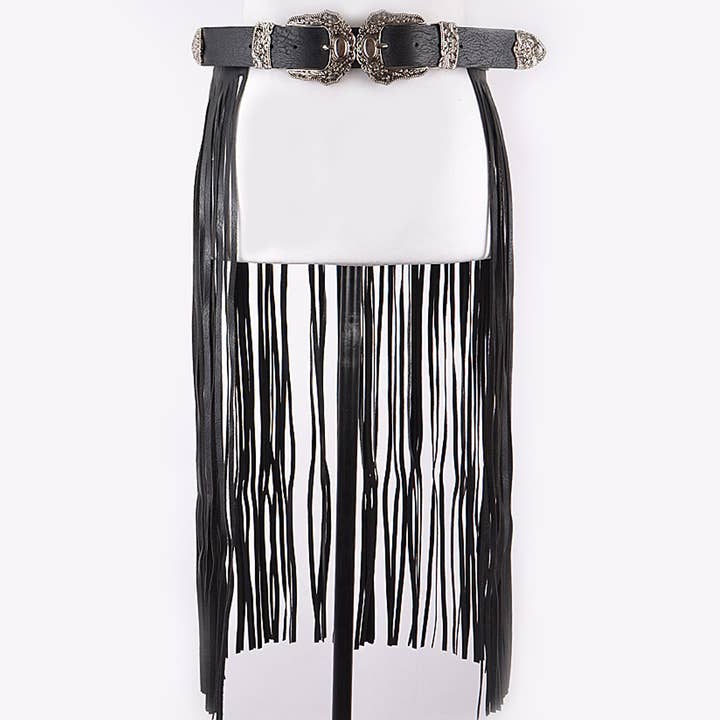 3AM BY H&D ACCESSORIES - Wholesale Belt - Women's - Double Buckle Curtain Fringe Belt
