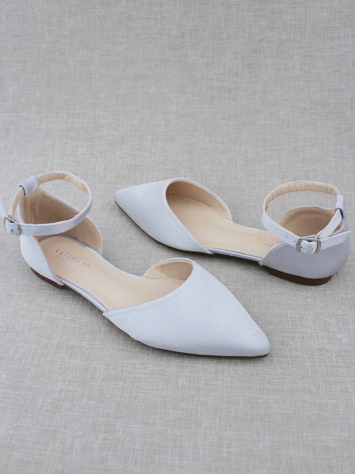 Kailee P. - Wholesale Flats - Women's - Satin Pointy Toe Flats with Ankle Strap47