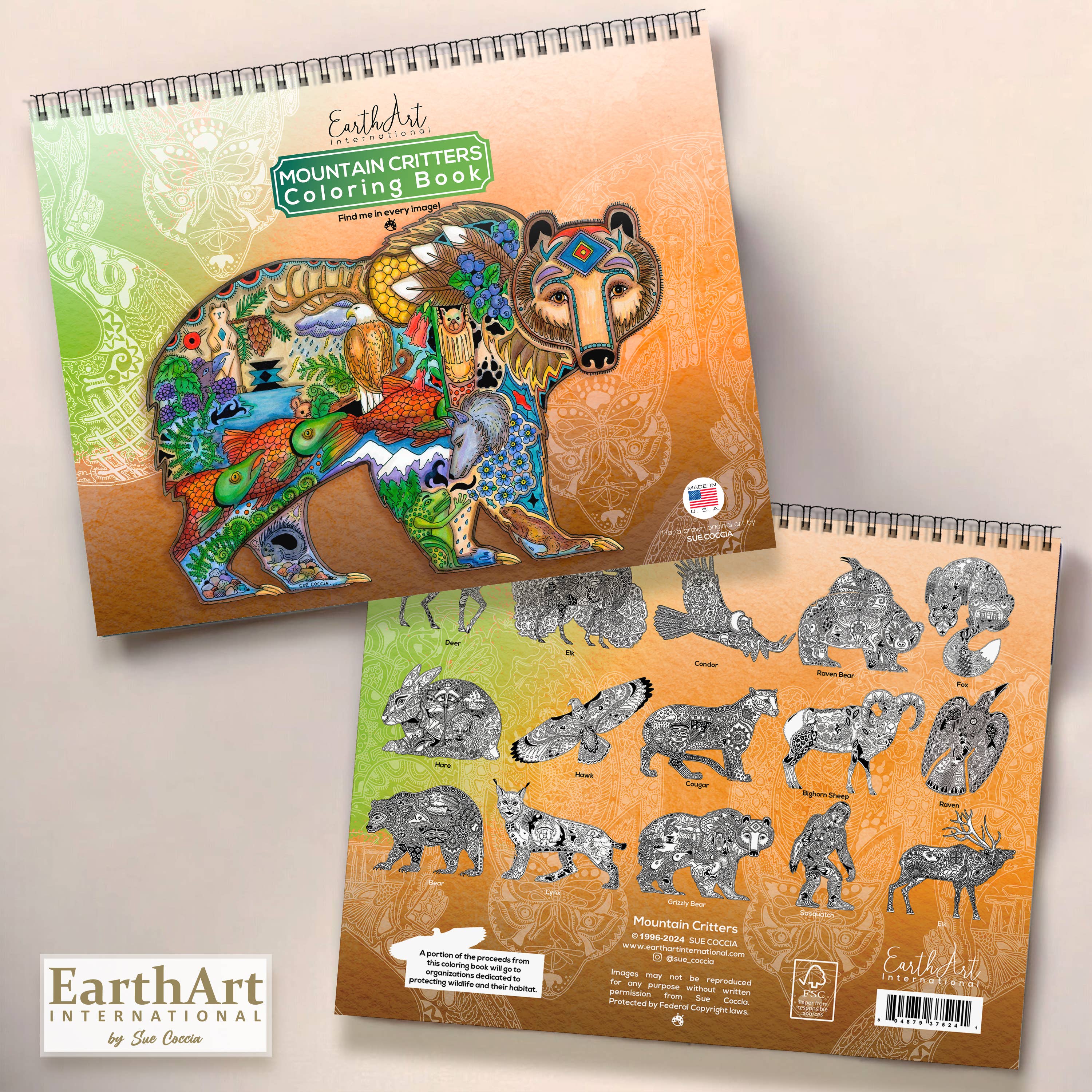 EarthArt International - Wholesale Coloring & Activity Book - Adult - Mountain Critters Coloring Book2
