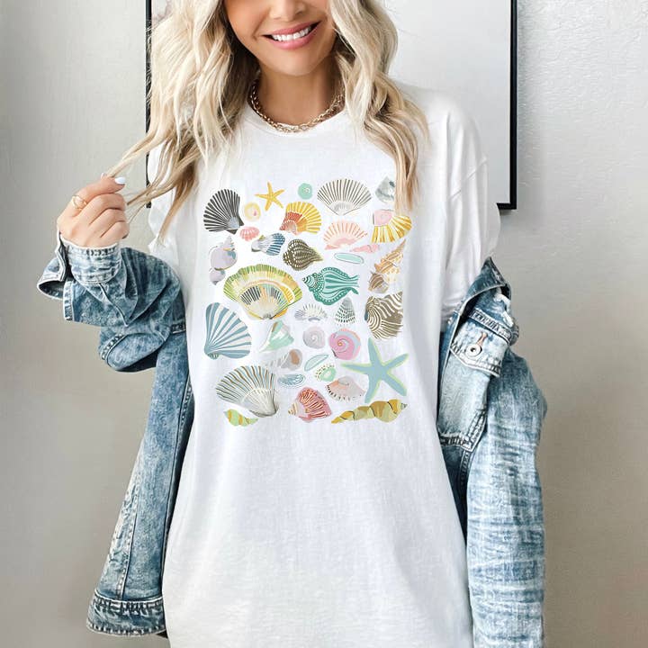 Vintage Seashells Shirt, Cottagecore Aesthetic Shirt for wholesale by NVC Ecommerce LLC