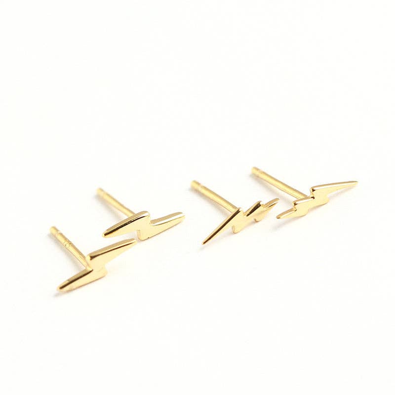 Perimade & Co. LLC - Wholesale Stud/Post Earrings - Lightning Bolt Thunderbolt Earrings in 925 Sterling Silver2