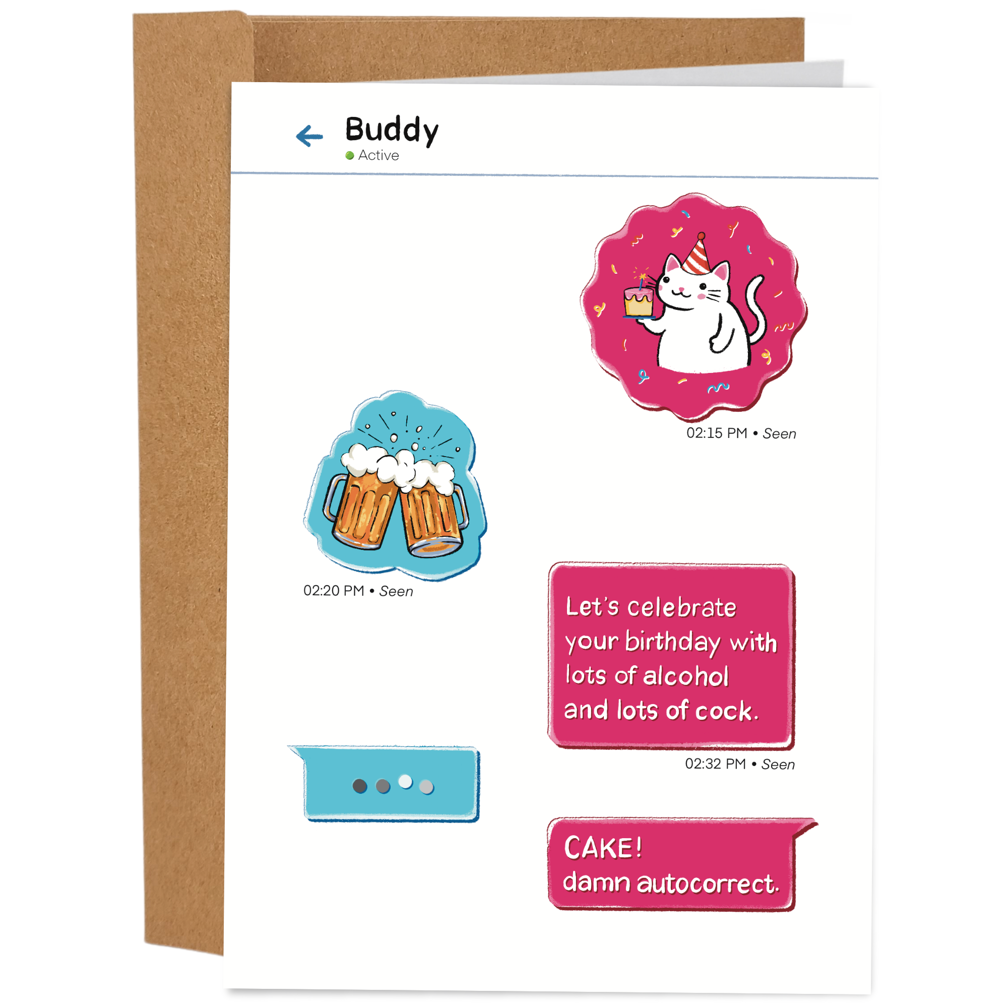 Sleazy Greetings – Engroshandel Fødselsdagskort – Cake Not Cock Damn Autokorrektur - LGBTQ+homoseksuel fødselsdagskort0