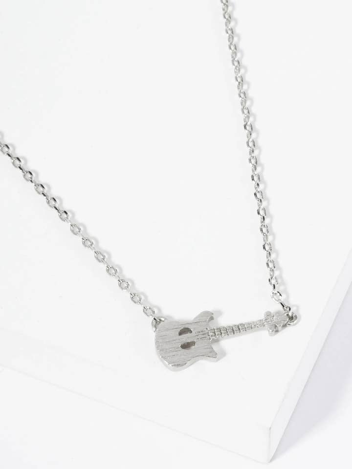 18K Gold Dipped Brass Electric Guitar Necklace for wholesale by Wild Honey