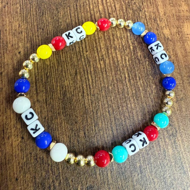 KC Colors Gold Beaded Bracelet KANSAS CITY SPORTS FANS! for wholesale by Paco Designs
