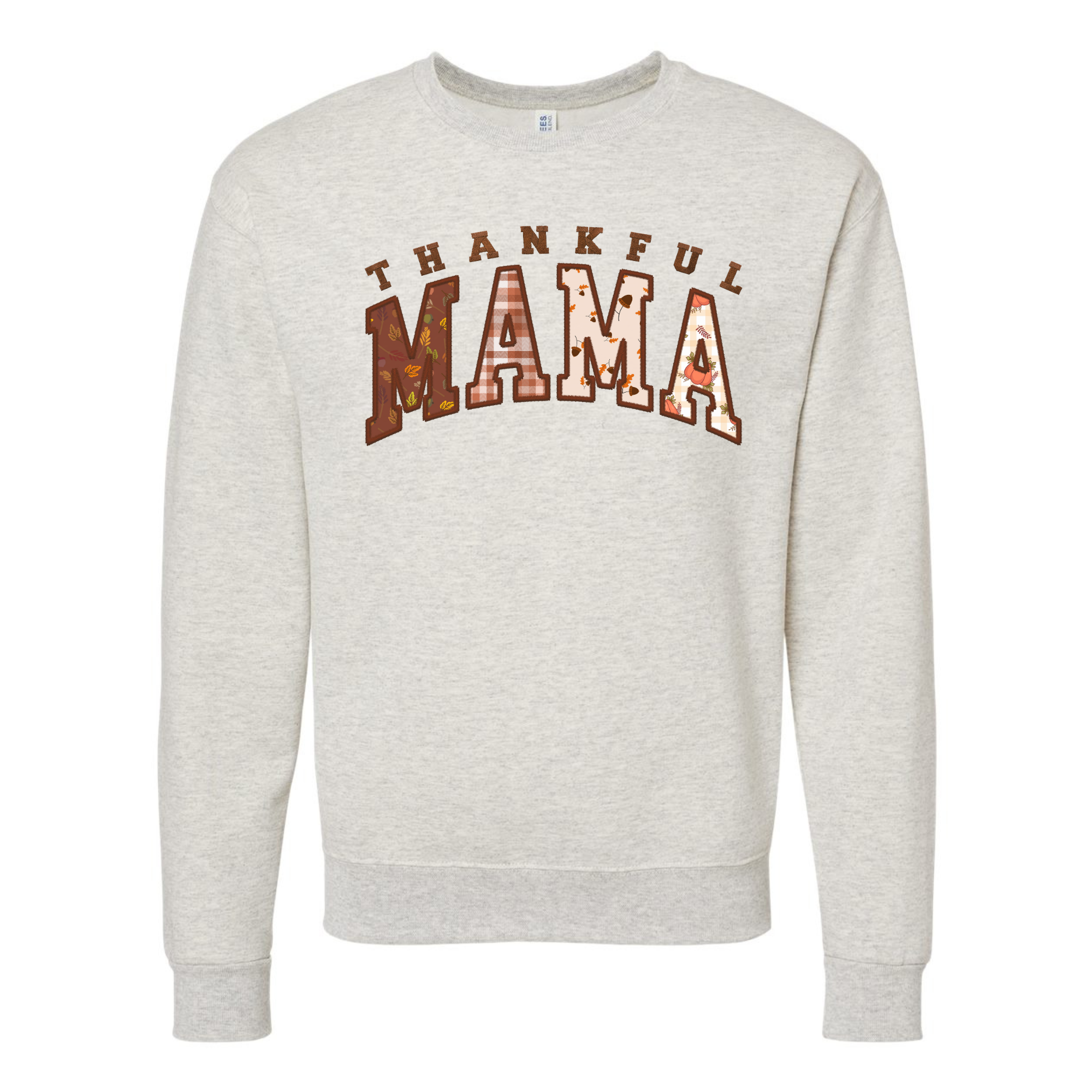 Scripted Pearl - Wholesale Sweatshirt - Women's - Thankful Mama Faux Embroidery Fall Crewneck Sweatshirt8