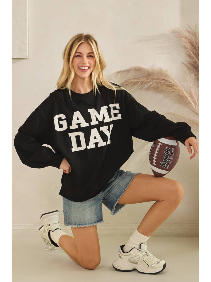 Sewn and Seen - Wholesale Graphic Sweatshirt - Women's - Bold Varsity Game Day Sweatshirt