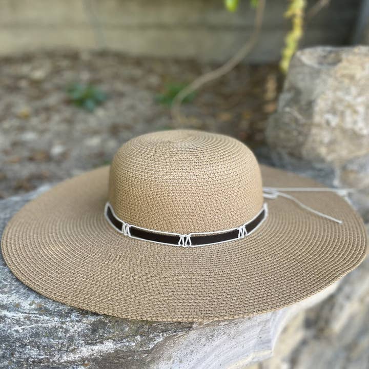 Queens INC - Wholesale Straw Hat - Women's - Floppy Straw Sun Hat WIth Strap