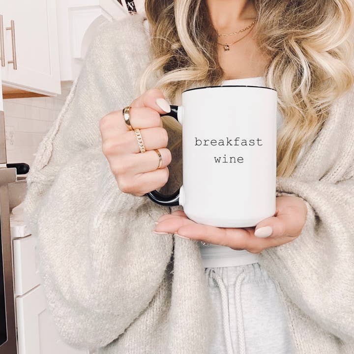 Breakfast wine mug for wholesale by Rustic Girls