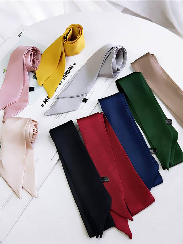 CWASC2382_VERSATILE SMALL WRIST STRAP SOLID COLOR SCARF for wholesale by NINEXIS