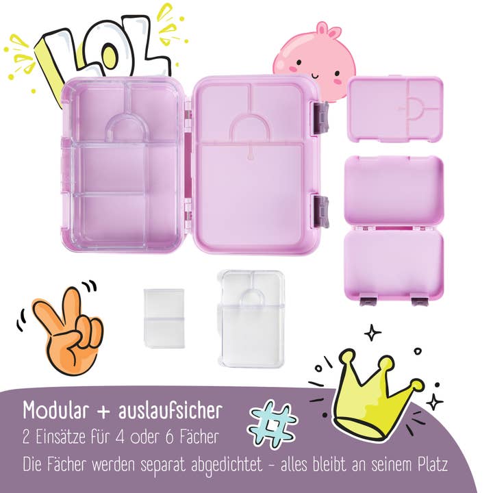 BEARFOOT - Wholesale Lunch Bag/Box - Kids - Children's lunch box with compartments, lunch box, bento box - purple3