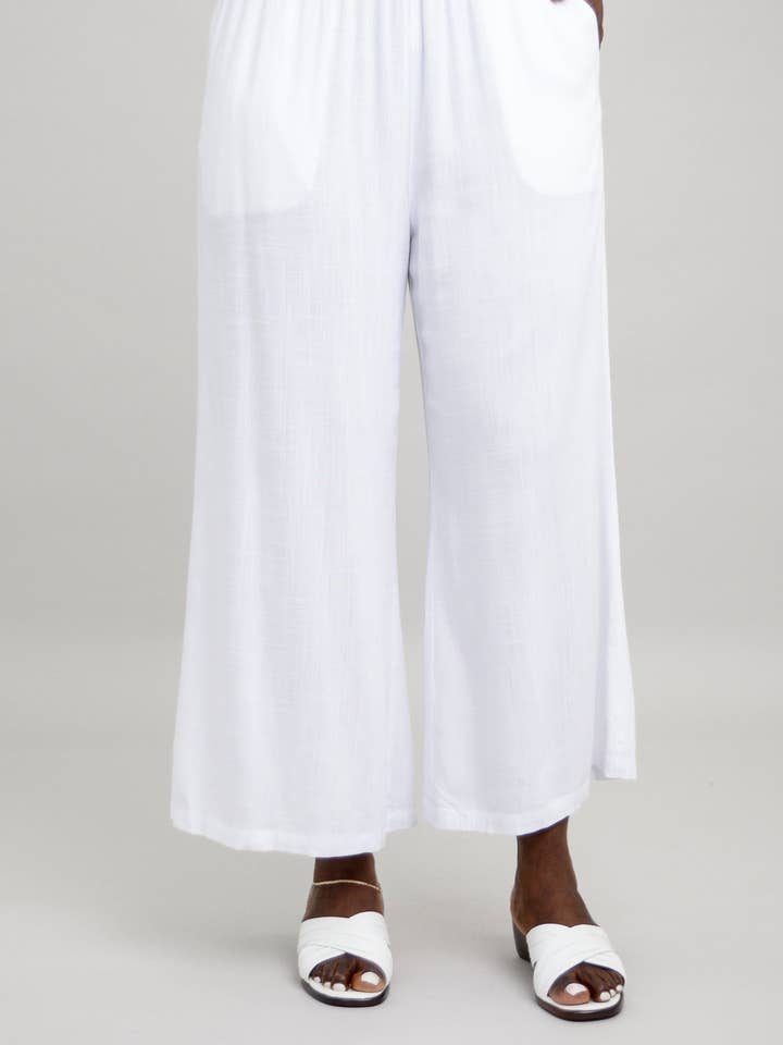 Landon Capri, Leinen, Bambus, Weiß für den Großhandel von Blue Sky Clothing Co LLC