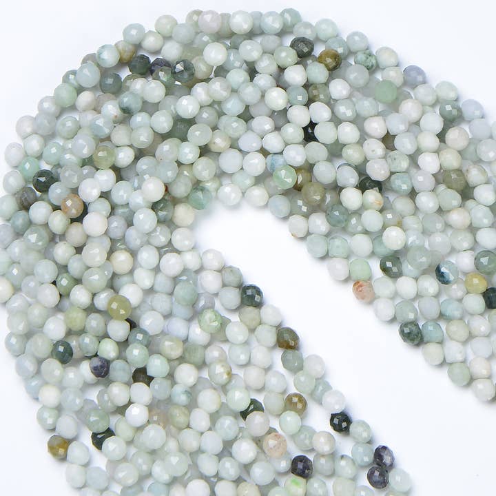 Beads Creation - Wholesale Beads - Multicolor Burma Jade Round High Quality Beads 6x7mm PRP5434