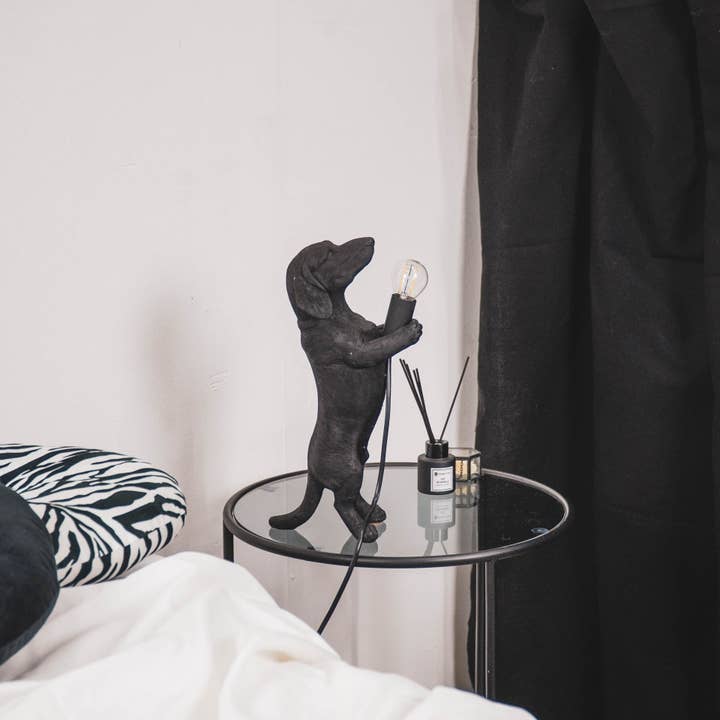 Black Table Lamp - Dachshund Lamp - Polyresin -Black - E14 - 10x15x38cm for wholesale on Faire4