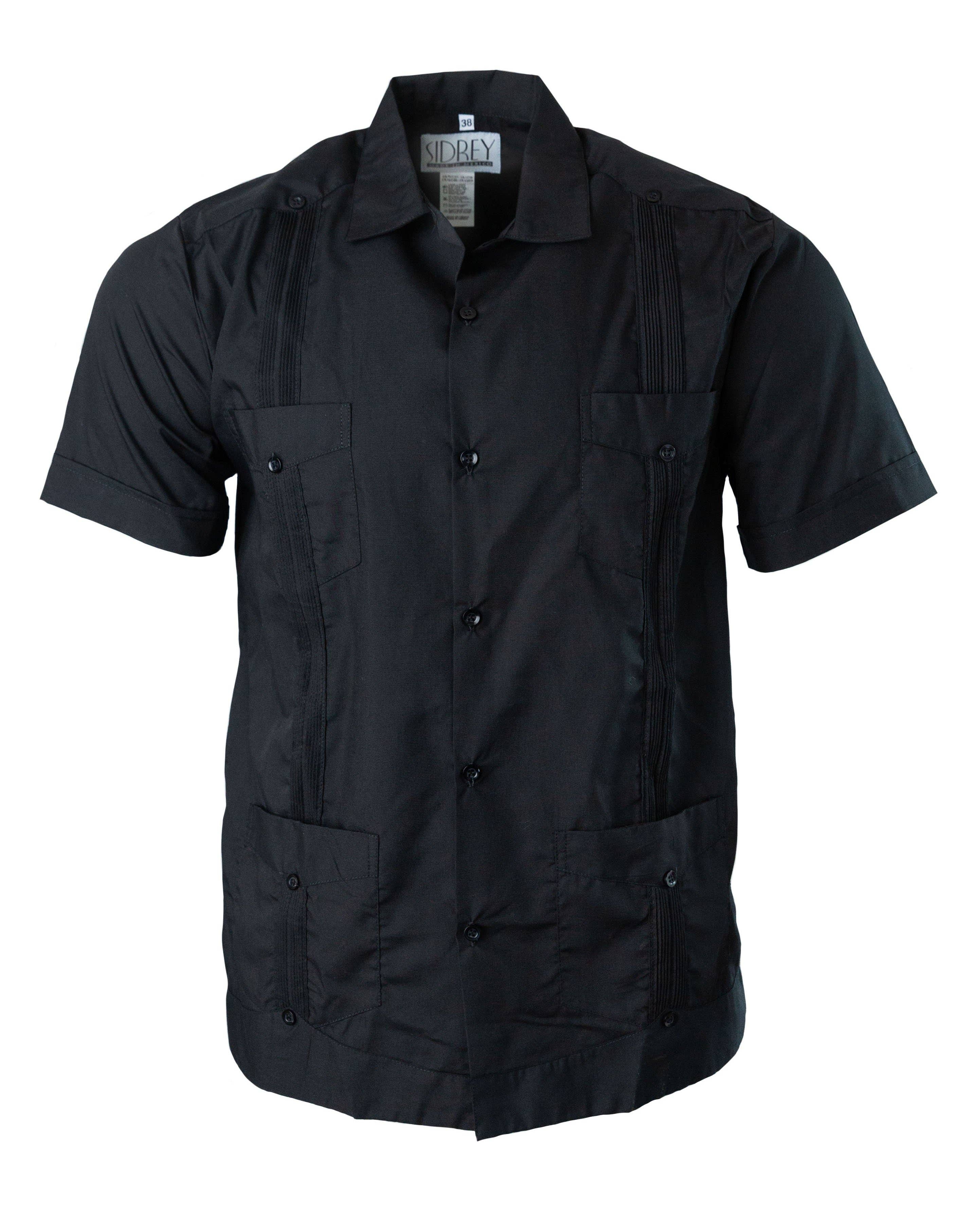 SIDREY - Wholesale Button Down Shirt - Men's - SIDREY Men's Mexican Guayabera Classic Shirt - Black2
