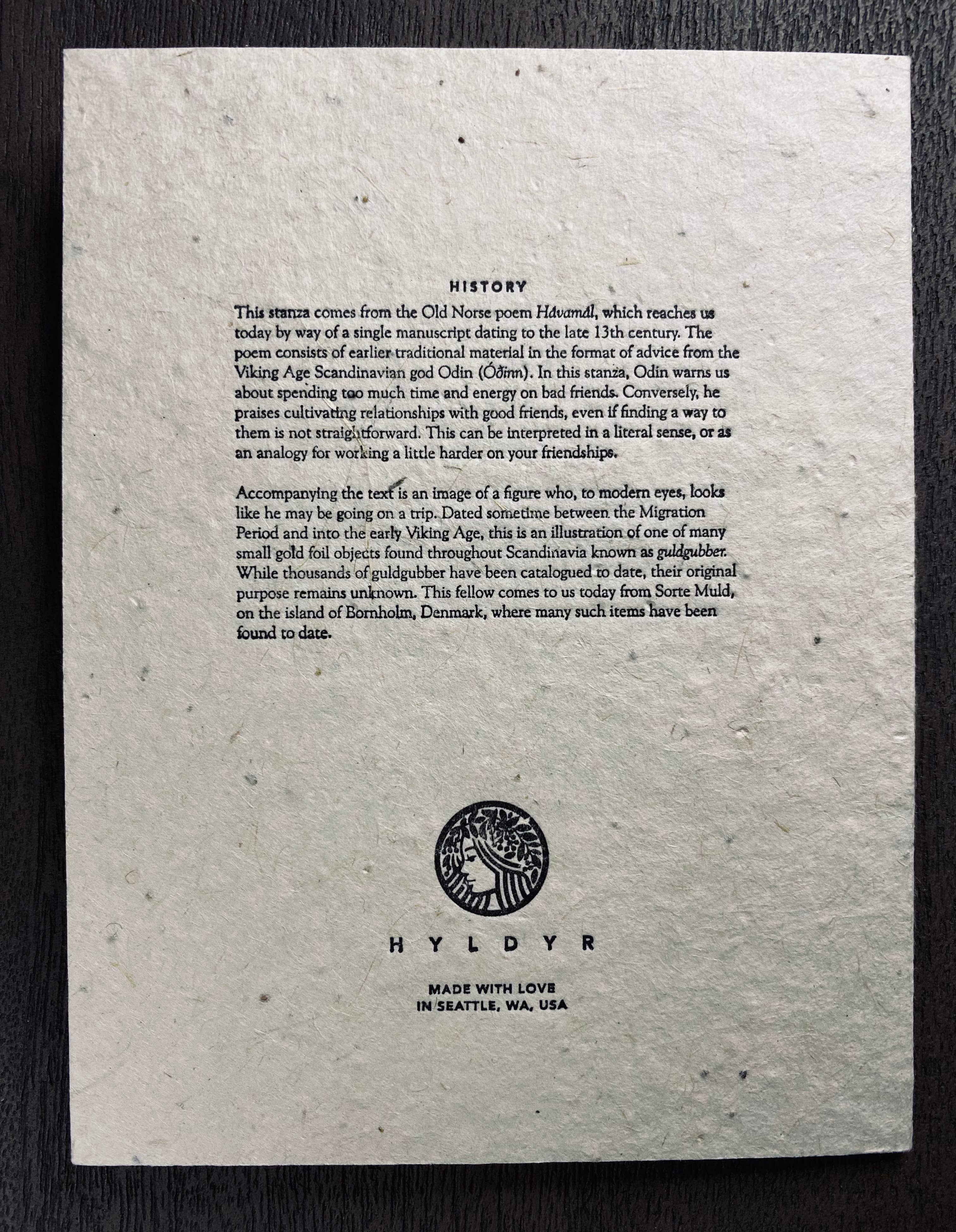 Hyldyr - Venta al por mayor Tarjetas de felicitación - Tarjeta plegable Hávamál Traveler (semillas de flores silvestres de América del Norte)2