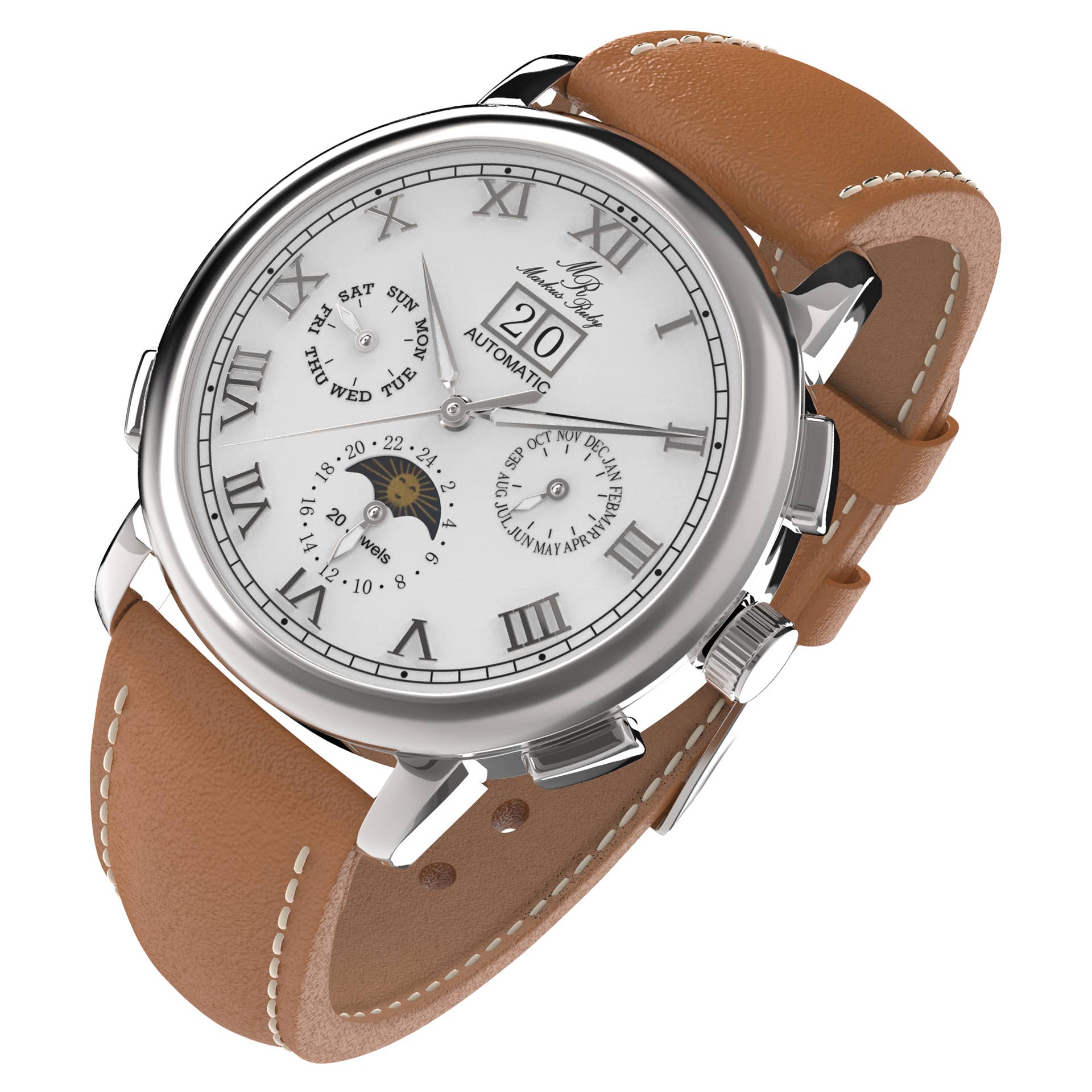 Markus Ruby - Wholesale Polshorloge - Heren - Markus Ruby Moonphase automatisch horloge3