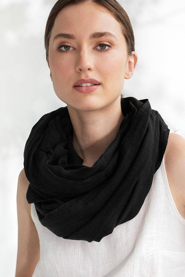 MagicLinen (We handle U.S. import procedures for you) – Engroshandel Tørklæde - Dame – Sort linned tørklæde2