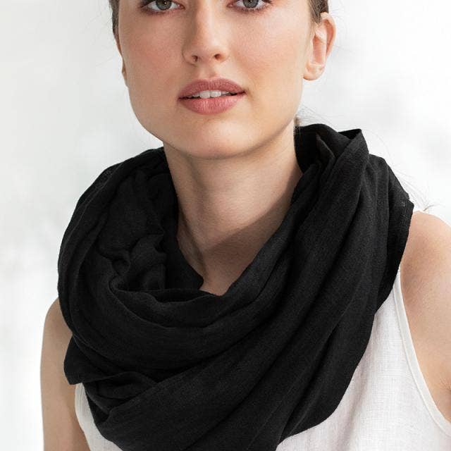MagicLinen (We handle U.S. import procedures for you) – Großhandel Schal – Damen – Schwarzer Leinenschal2