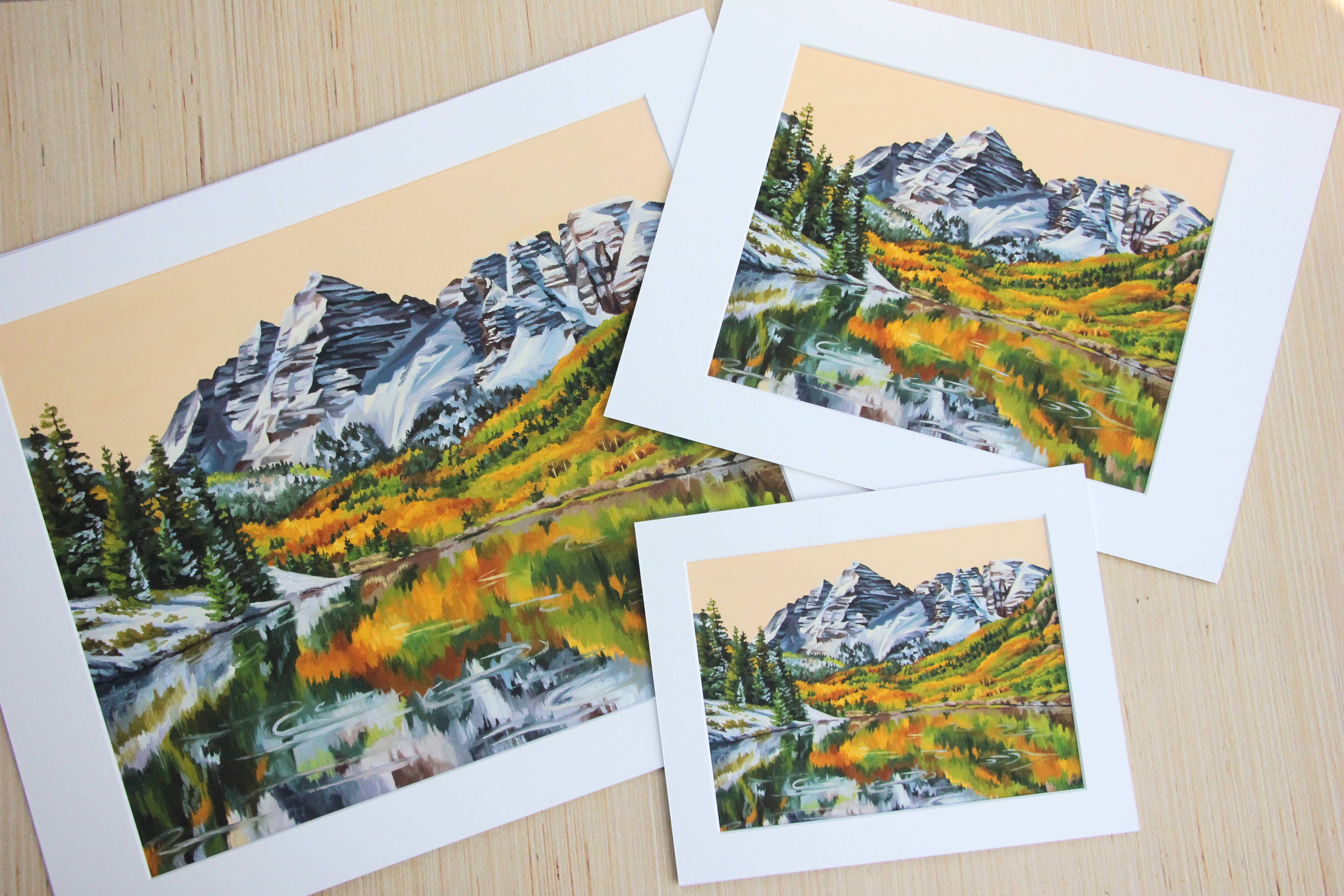 V Dub Art - Wholesale Art Print - Fall in the Bells (Maroon Bells) Matted Giclée Print 1