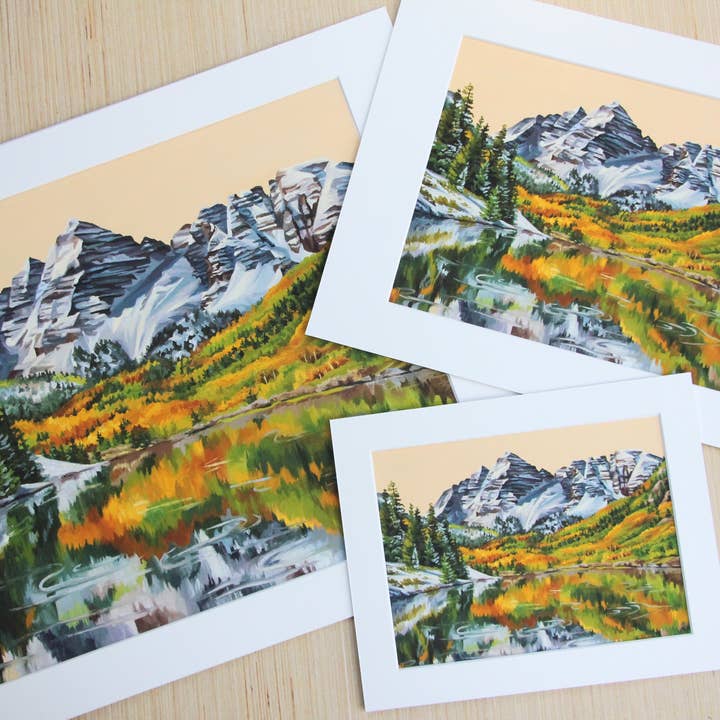 V Dub Art - Wholesale Art Print - Fall in the Bells (Maroon Bells) Matted Giclée Print 1
