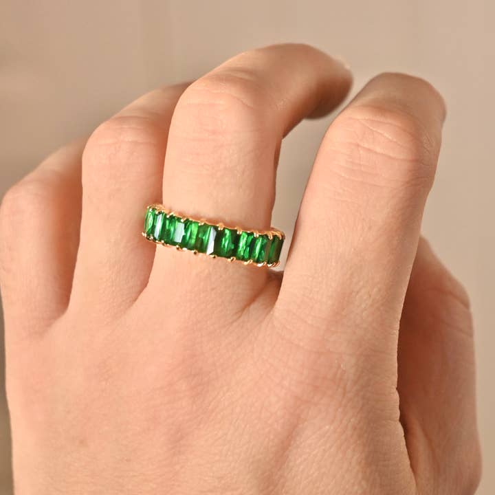 Blueyejewelry - Wholesale Multi-Stone Ring - Baguette Diamond Ring - Wide Baguette-cut CZ Ring 16