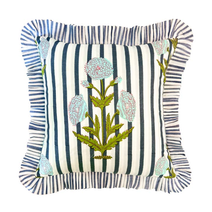 Marigold Stripes Block Print Throw Pillow, Gray and other Purchase Wholesale bronte by moon. Free Returns & Net 60 Terms on Faire trending on Faire.