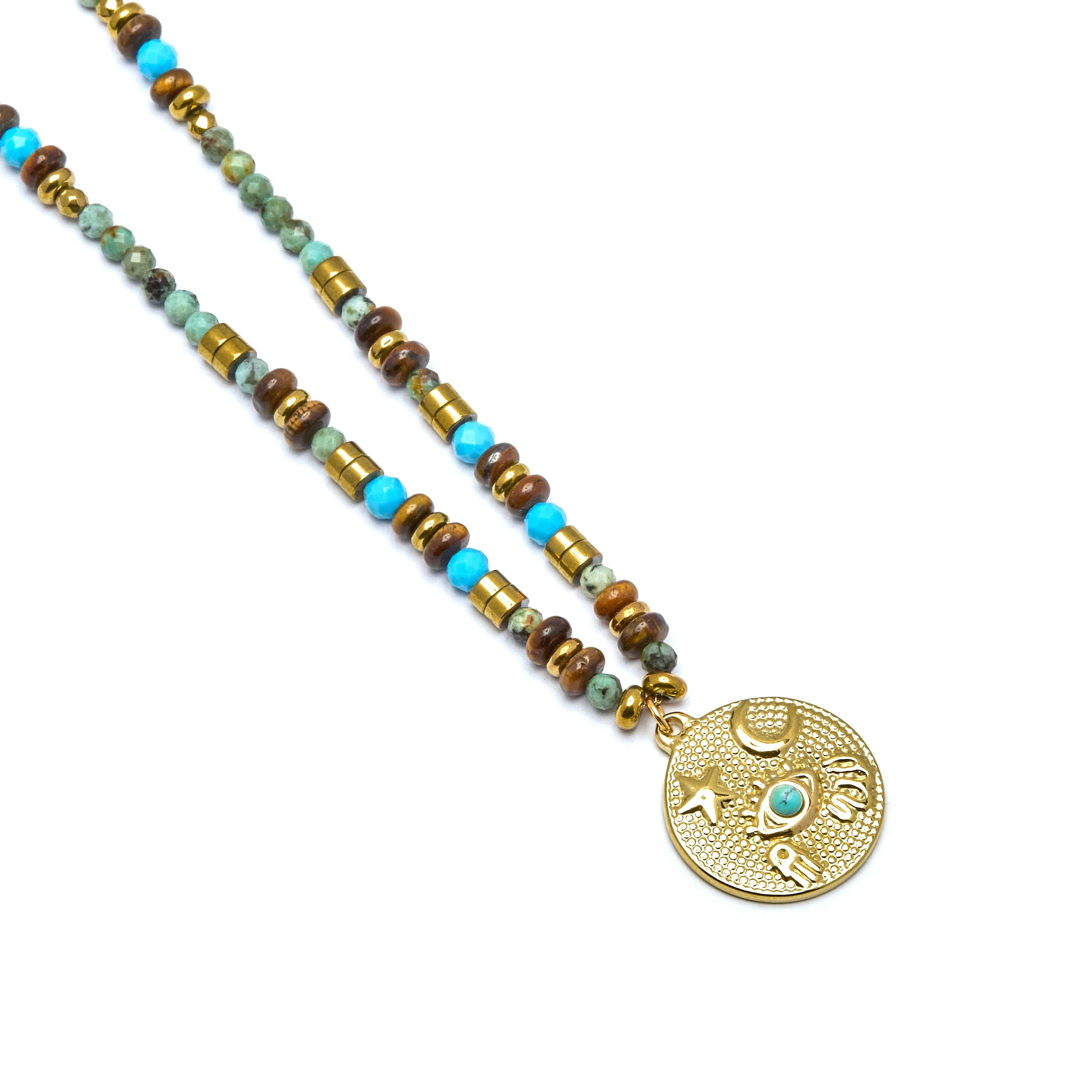 Luxenter - Wholesale Pendant/Charm Necklace - Collar con Multicolor Piedra Natural acabado oro 18k - Salki1