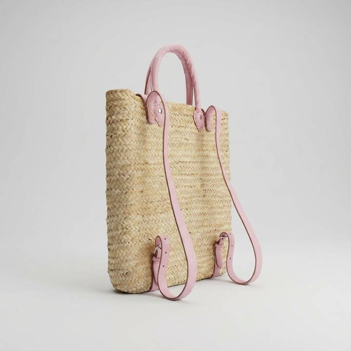 Melecraft - Vente Sac à dos – femme - Sac à dos en paille - Sac à dos en feuilles de palmier tressées avec bretelles en cuir7