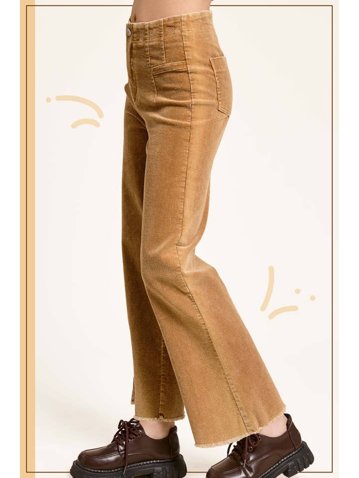 La Miel - Wholesale Pants - Women's - MCP4220-Mineral Washed High Waisted Wide Leg Corduroy Pants7