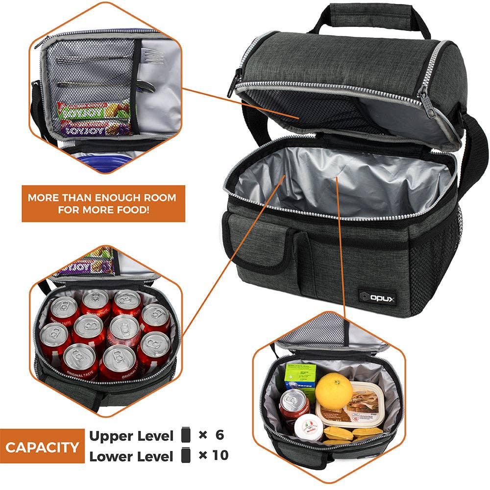 OPUX - Wholesale Lunch Bag/Box - Two-Sided Double Deck Insulated Lunch Box - 16 Cans73