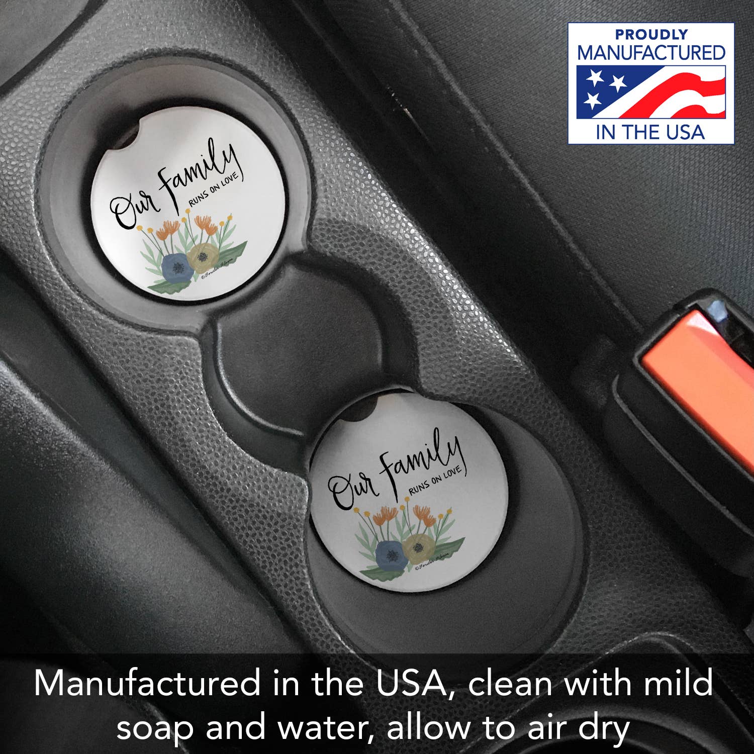 CounterArt/Highland Home/Thirstystone - Wholesale Car Coaster - Unisex - "Serene Family" Absorbent Stone Car Coaster 1pk5