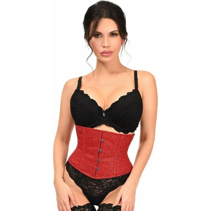 Översta låda Cherry Bomb Glitter stål benad Mini Cincher för wholesale av Daisy Corsets