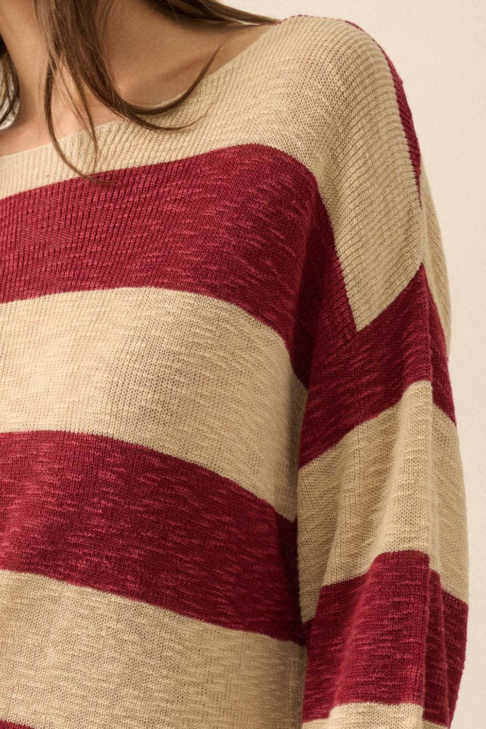 Promesa USA - Wholesale Knit Sweater - Women's - Striped Ribbed-Knit Sweater1