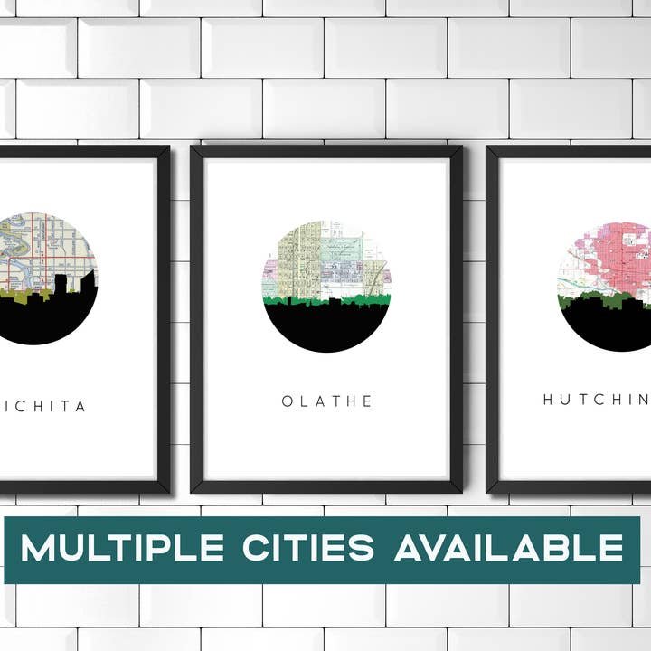 Kansas City Skyline Art Print | Multiple Cities for wholesale by Paperfinch Design