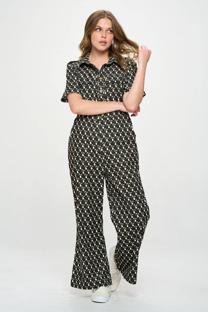 SM WARDROBE - Wholesale Jumpsuit - Women's - MUSHROOM PRINT CORDUROY  JUMPSUIT OVERALL13