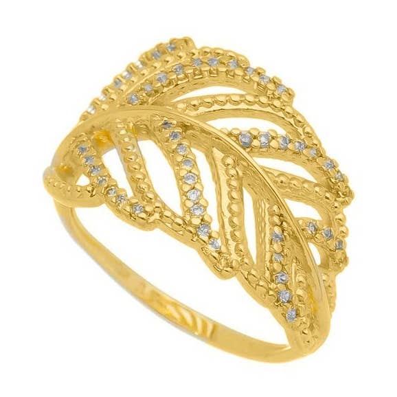 Anello con foglie abbaglianti per la vendita all'ingrosso da parte di Donna Italiana