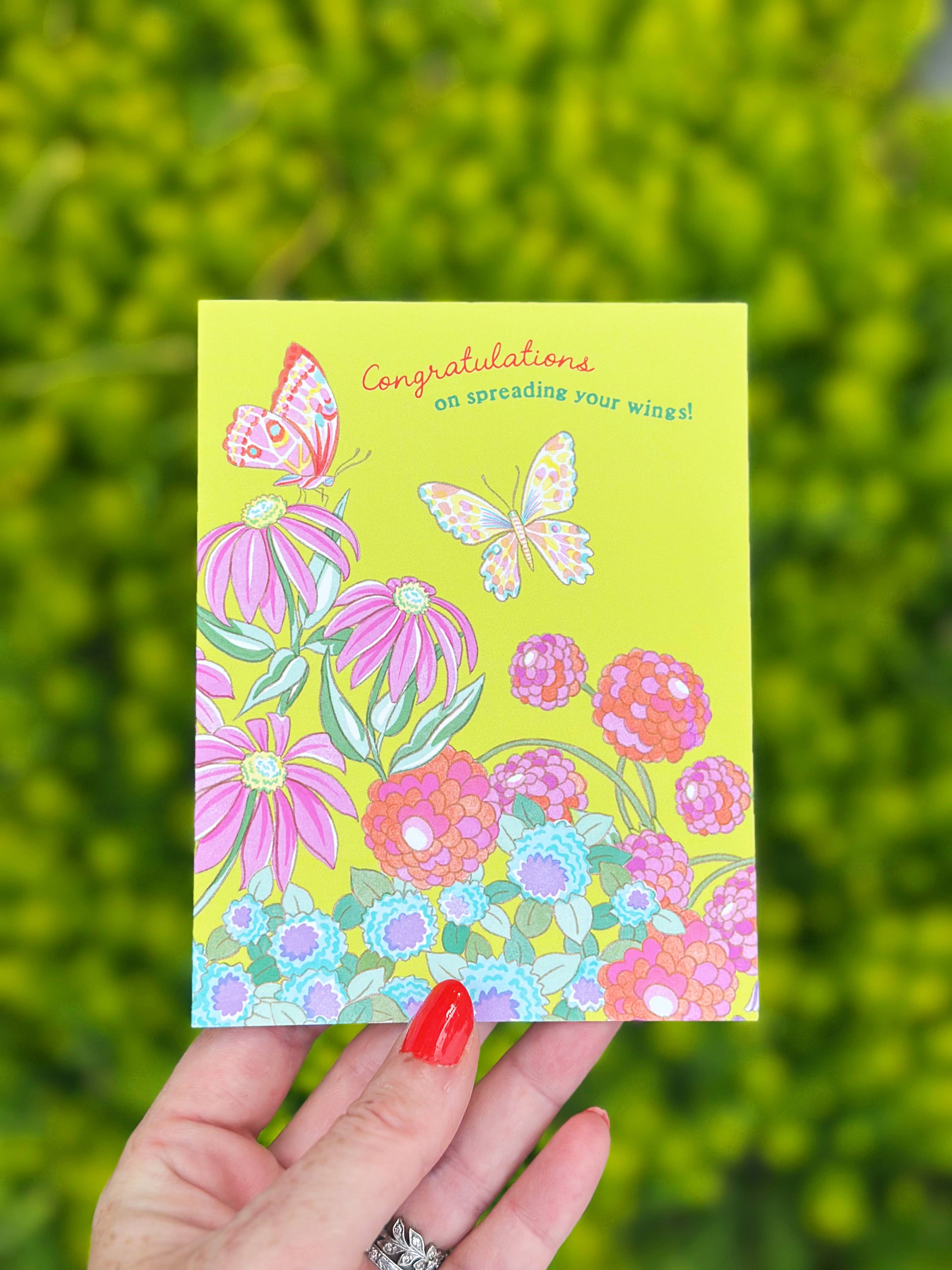 O.O.M.F. Creative - Wholesale Congratulations Card - Butterfly & Flowers | Congratulations Card | New Beginnings2