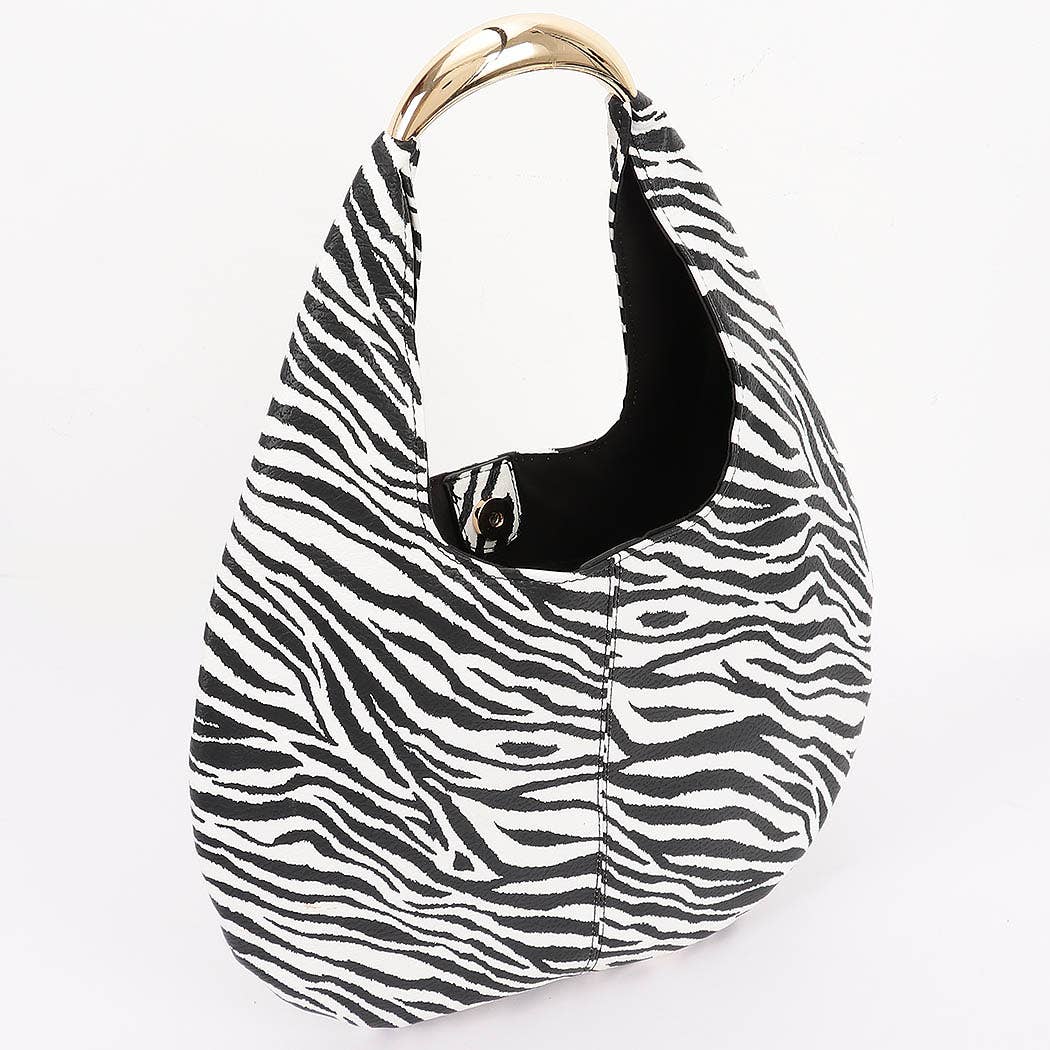ZEB Zebra Print Faux Leather Hobo Bag for wholesale on Faire2