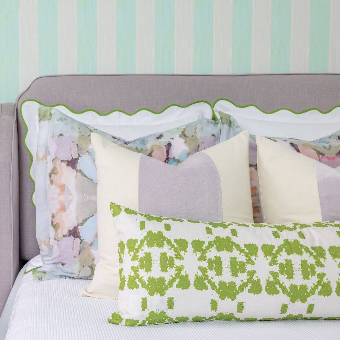 Laura Park Designs - Wholesale Bedding Pillowcase/Sham - Scalloped Sham, Green / White5