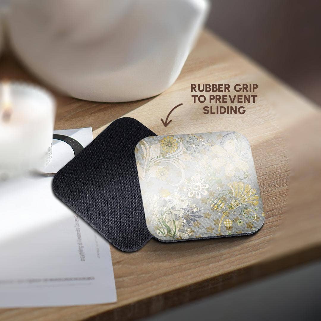 3dRose - Wholesale Coasters - 3dRose, Image of Abstract Star, Flower Design Of Yellow, Gray, Green, Blue, Coaster10