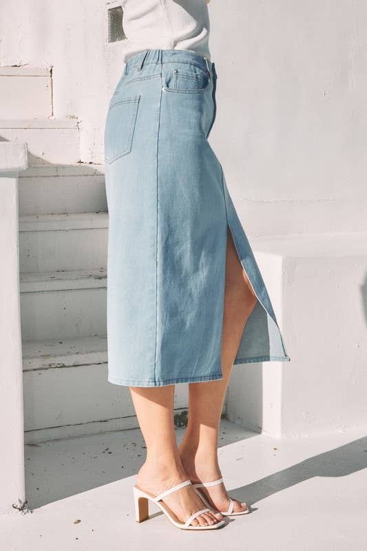 Washed Denim Midi Skirt for wholesale on Faire6