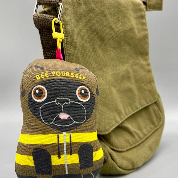 Bee Yourself – Lucky Pug Bag Charm – Black for wholesale by Nerfect Artistic Novelties